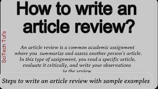 How to review an article? Sample article review examples