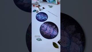 Easy leaf painting / Acrylic painting / Cosmic painting / Botanical painting / For beginners