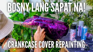 CRANKCASE COVER REPAINT using BOSNY SPRAY PAINT ( Candy Violet + Airbrush trick)