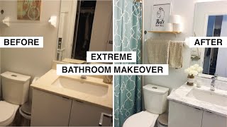 EXTREME DIY Bathroom Makeover on a $100 Budget | Renter Friendly