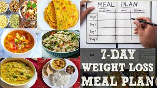 Weightloss Diet Plan for full week || 7 days weightloss diet plan || lose 3-5kg weight