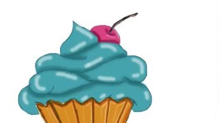 Digital Cupcake Drawing with Wacom Intuos Art Tablet on Adobe Photoshop