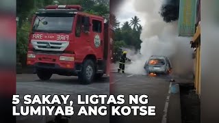 5 sakay, ligtas ng lumiyab ang kotse