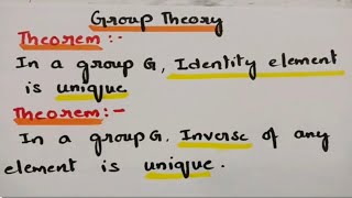 @btechmathshub7050 Theorem: In a group G identity element is unique. Inverse element is unique.