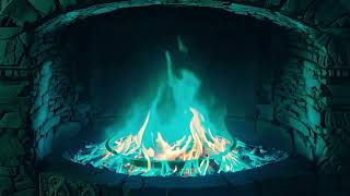 Futuristic Blue Flame Fireplace - Cozy 4K Fire for Relaxation and Sleep