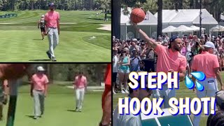 Steph Curry SPLASHES hook shot at 17th tee box at American Century Championship, Edgewood Tahoe