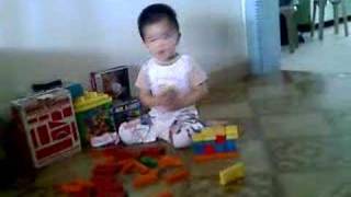 playing with building blocks