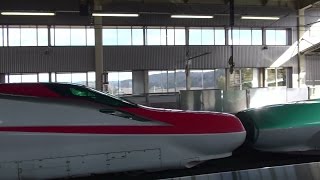 JR東日本 新花巻駅 東北新幹線 やまびこ 東京行き \u0026 盛岡行き 予告放送～入線 発車  2015 .3