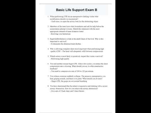 Basic Life Support Exam B Complete Questions And Answers Updated 2022 - YouTube