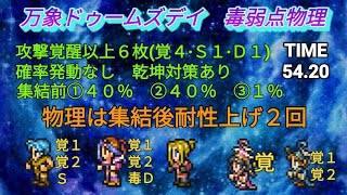 FFRK　万象ドゥームズデイ　毒弱点物理　攻撃覚醒以上６枚(覚４・Ｓ１・Ｄ１)　確率発動なし　乾坤対策あり　キスティスCh　54.20