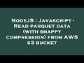 NodeJS : Javascript - Read parquet data (with snappy compression) from AWS s3 bucket