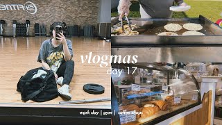 christmas party, leg workout, \u0026 coffee shops | vlogmas day 17