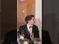 Groomsman makes groom laugh so hard during his speech!