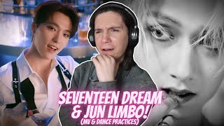 DANCER REACTS TO SEVENTEEN | 'DREAM' & JUN 'LIMBO' Official MVs and Dance Practices