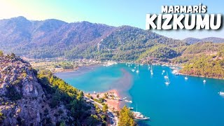 Gökyüzünden Kızkumu Plajı Marmaris - Harika Dron Görüntüleriyle Marmaris Koyları - Marmaris Turkey