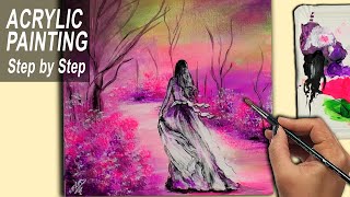 Acrylic Painting for Beginners | Easy Painting | Woman in the Forest |Painting Tutorial Step by Step