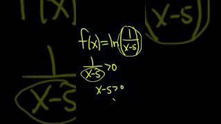 Domain of f(x) = ln(1/(x - 5)) #shorts