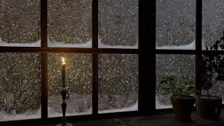 The ambiance felt from the window of the cabin on a cold snowy winter day | Snowstorm Sounds 8 Hours