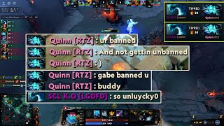 Quinn was Tipped by banned player SCL'Koma \u0026 it escalated into spicy all chat