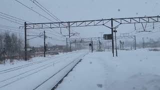 JR北海道 特急ライラック 旭川行き 深川駅 入線 降雪 | JR Lilac Express Asahikawa Bound Fukagawa Arrival Snow Fall @221203