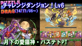 パズドラ 「チャレンジダンジョン！ Lv6」 - 月下の愛猫神・バステトPT　ノーコン