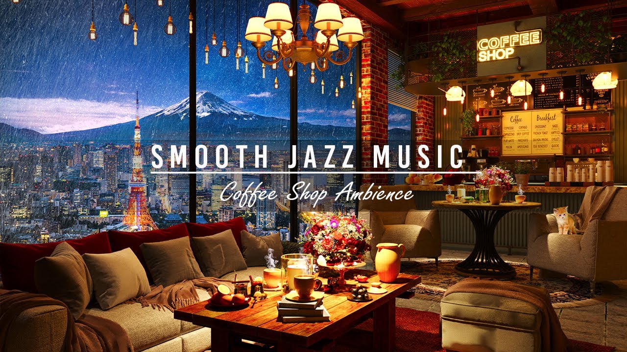 Smooth Jazz Music & Cozy Coffee Shop Bookstore With Beautiful View For ...