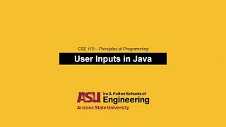 CSE 110 - User Inputs in Java