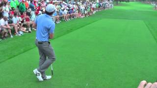 Rory McIlroy hitting driver up 17th on practice day, The Masters, 2013, Augusta National