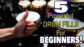 5 POWERFUL Drum Fills For Beginners! | Easy Beginner Drum Fills - DRUM LESSON