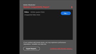 Adobe Illustrator error "Unsupported Video Driver"