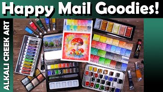 WATERCOLOR and GOUACHE Goodies - HAPPY MAIL Unboxing and Playing!