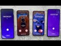 Incoming + Outgoing Call + Alarm Clock + Timer on Four Samsung Galaxy Two S10e+A51+Z Flip3