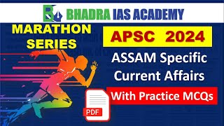 APSC 2024-Assam Current Affairs-Marathon Series |APSC Prelims |Best APSC & UPSC Coaching in Guwahati