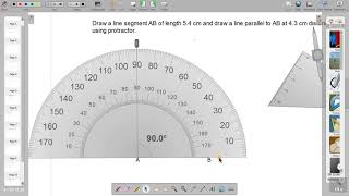 Constructing parallel line to a given line using protractor
