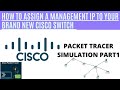 How to assign a IP address to brand new Cisco Switch- Cisco Packet Tracer Simulation Part1