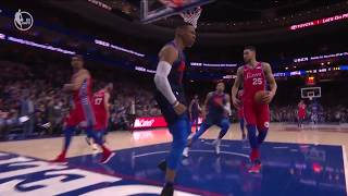 Thunder's Russell Westbrook Throws Down Monster Transition Dunk in Triple OT vs. Sixers