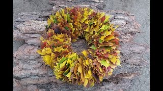 Jesienny wianek z liści, DIY, Autumnal leaf wreath