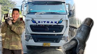 replace axle bearing of sitrack 440hp tractor truck giang's daily repair work