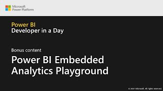 Power BI Embedded Analytics Playground | Power BI Developer in a Day