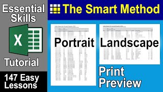 7-1: Excel Paper Orientation (Portrait or Landscape) and Print Preview