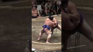 Sumo - Wrester Rolls his Opponent out of the Ring 相撲 #shorts