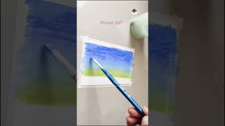 Blue Clouds | Easy Landscape Painting For Beginners | #shorts #bobross #acrylicpainting #painting