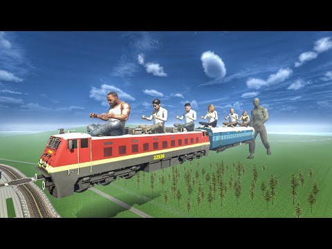 Franklin Flying Train Vs Giant Zombie Juego divertido Bicicletas indias Conducción 3d