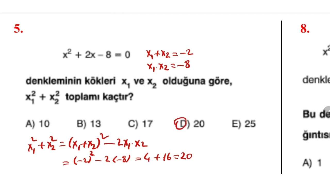 2.DERECEDEN DENKLEMLER TEST 2 - YouTube