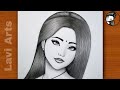 How to draw beautiful Girl Face | Easy drawings for beginners | lavi Arts | Sketch