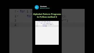 Alphabet Pattern Programs in Python method 2 #newtum #python #elearning #coding