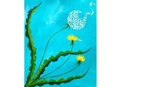 Beginner How to paint Dandelion Acrylic Spring Floral Tutorial | TheArtSherpa