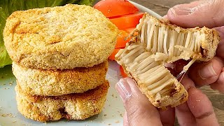 Hamburger with only enoki mushroom！New recipe you have never tried before！Texture like scallop！
