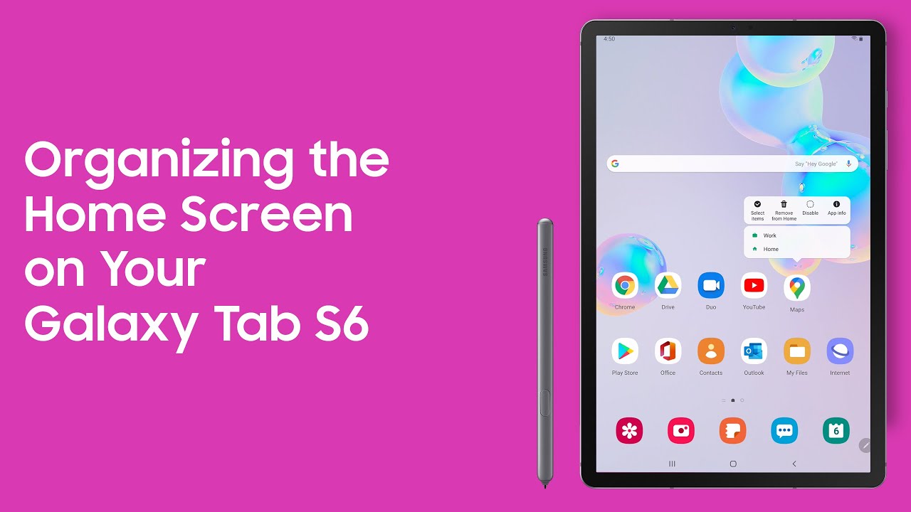 Organizing The Home Screen On Your Galaxy Tab S6 - YouTube