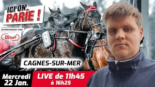 ICI on PARIE ! Cagnes-Sur-Mer, Quinté+/pronostics en live de l'hippodrome, Mercredi 22 Janvier 2025